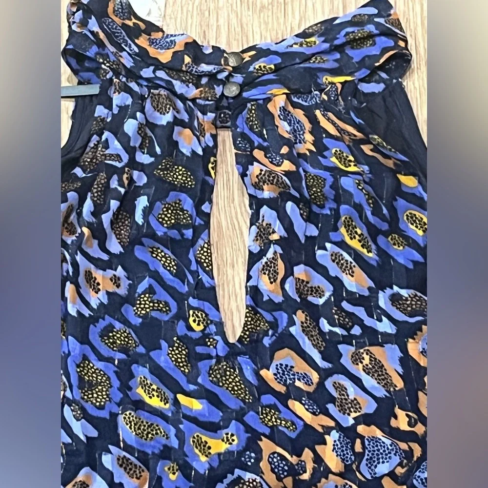 NWT Anthropologie Sleeveless Halter Top Size M Keyhole Lined Tank Purple Multi - Picture 10 of 13